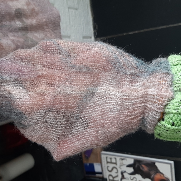 Women's Camo Handmade Knitted Pattern Boutique V- Neck Sweater Size SX - Picture 7 of 11